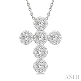 1/2 Ctw Lovebright Cross Round Cut Diamond Fashion Pendant With Chain in 14K White Gold